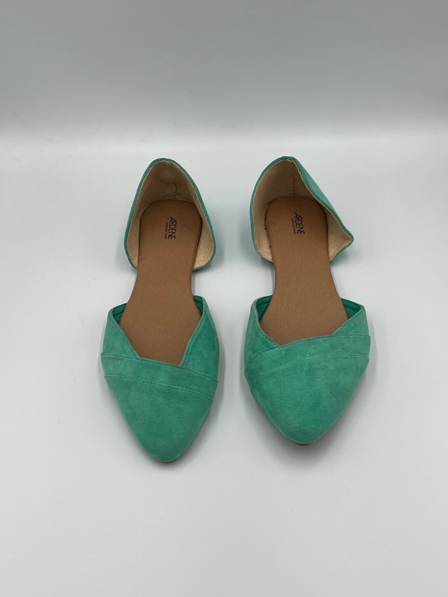 Balerini Damă Verde Crud – Clasici Decupați, Talpă Spumă Confort, Stil Casual