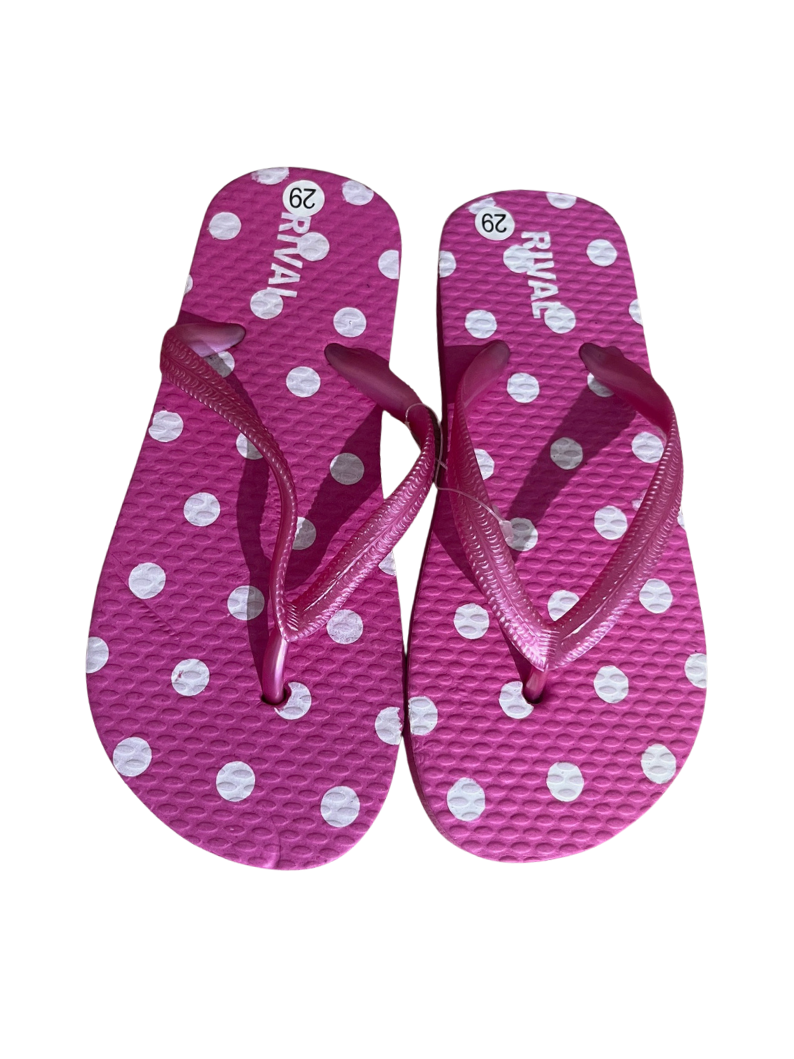 Flip flops copii Rival roz cu buline albe – papuci de plajă comozi, ușori și flexibili