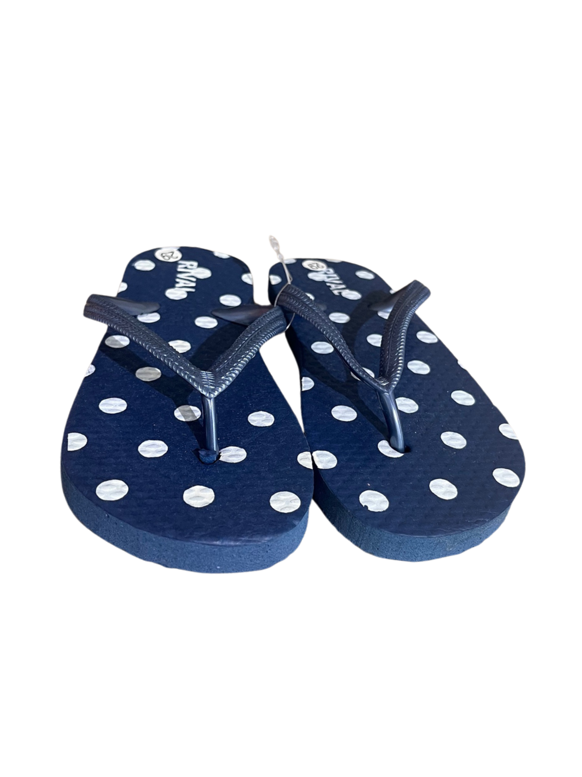 Flip flops copii Rival bleumarin cu buline albe – papuci de plajă comozi, ușori și flexibili